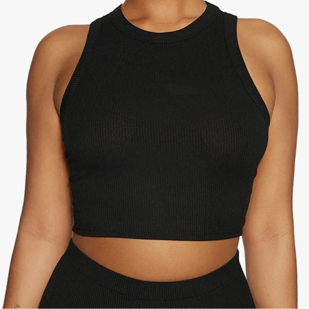 Naked Wardrobe The NW Rib Crop Tank Black